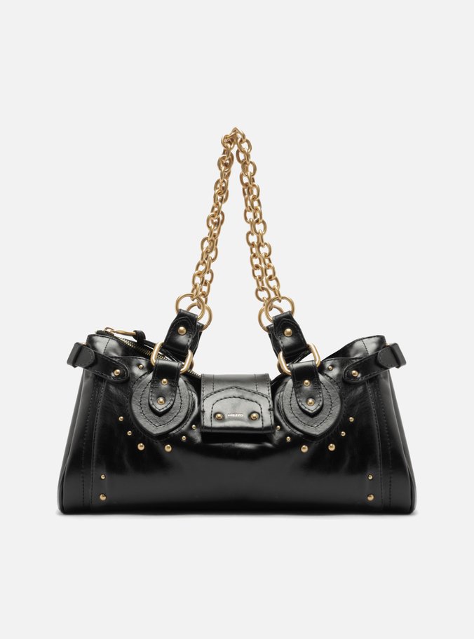 Bolsa Tote Preta Couro Grande Rebites