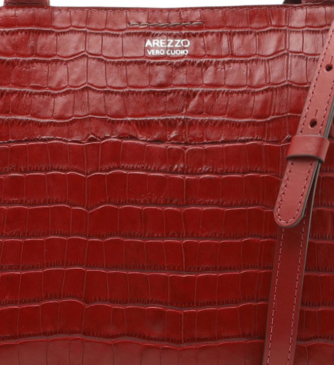 Bolsa Tote Vermelha Croco Roberta Grande Soft Rubi