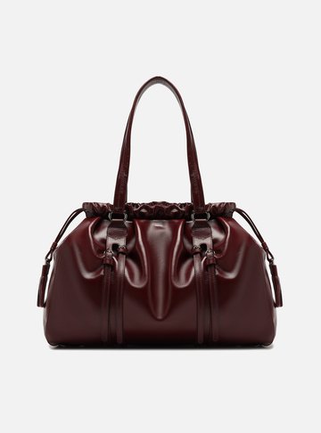 Bolsa Shopping Vermelha Couro Grande Fivelas