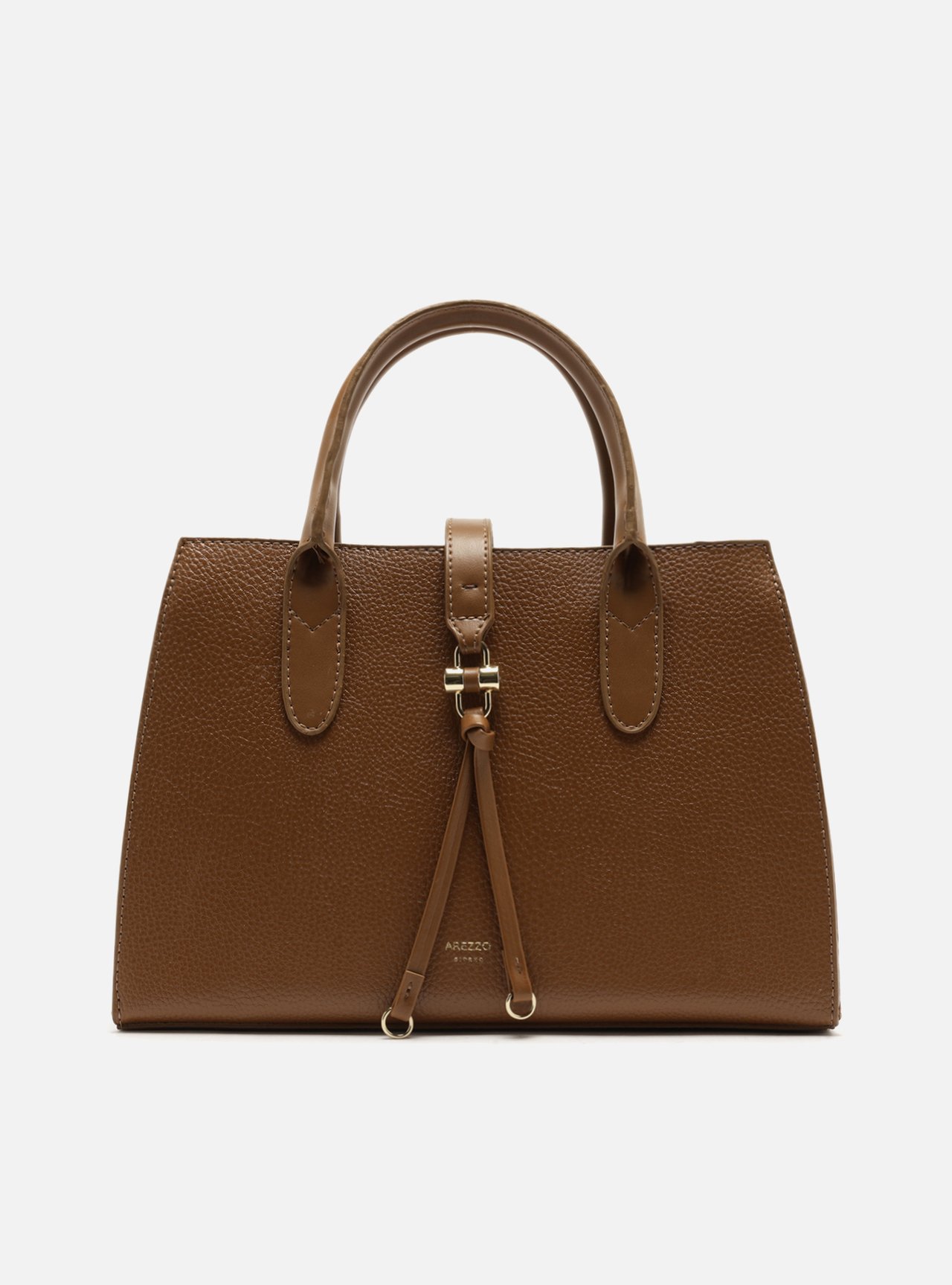Bolsa Tote Marrom Grande Metal Tiras Frontais — foto 1