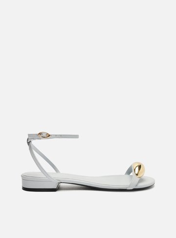 Sandália Rasteira Azul Couro Metal Silvia Braz