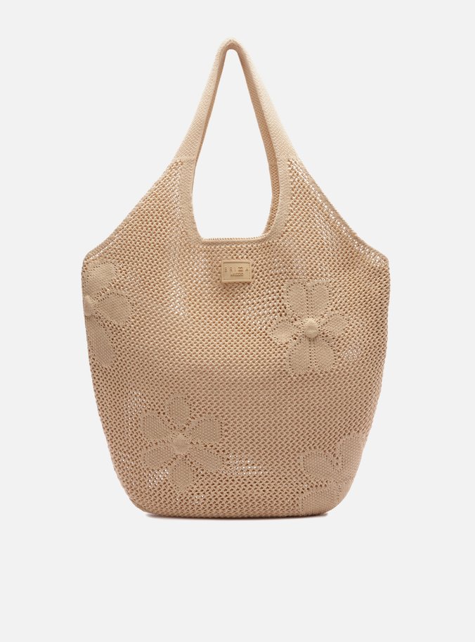 Bolsa Shopping Nude Crochê Grande Brizza