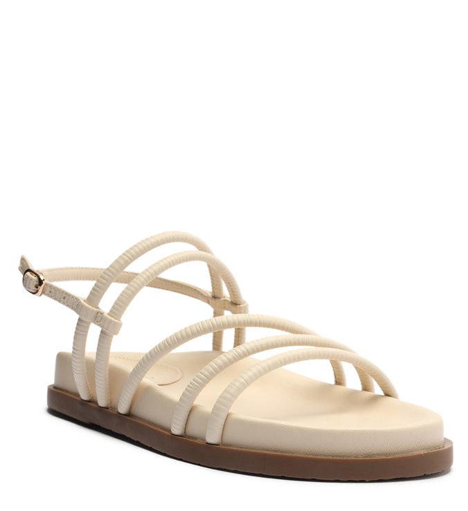 Papete Off-White Couro Tiras Bombadas
