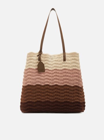 Bolsa Shopping Rosé Mix Crochê Daisy Grande