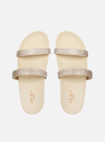 Sandália Rasteira Off-White Tratorada Strass Brizza