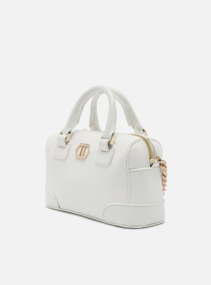Bolsa Tiracolo Branca Couro Pequena Estruturada