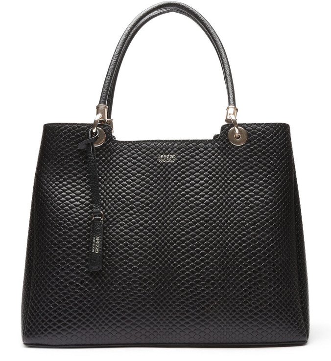 Bolsa Shopping Couro Skin Nathalia Grande Preta