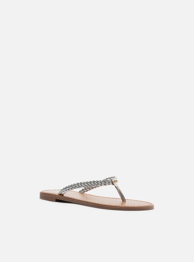 Rasteira Prateada Flat Flip Flop Trançada