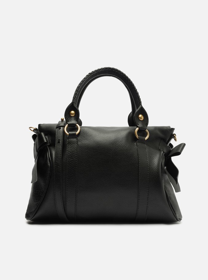 Bolsa Tote Preta Couro Grande Alças Mix