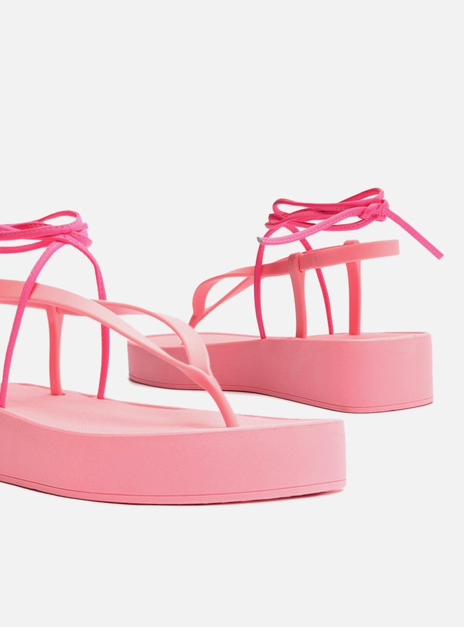 Sandália Rosa Flatform Amarração Bela Brizza
