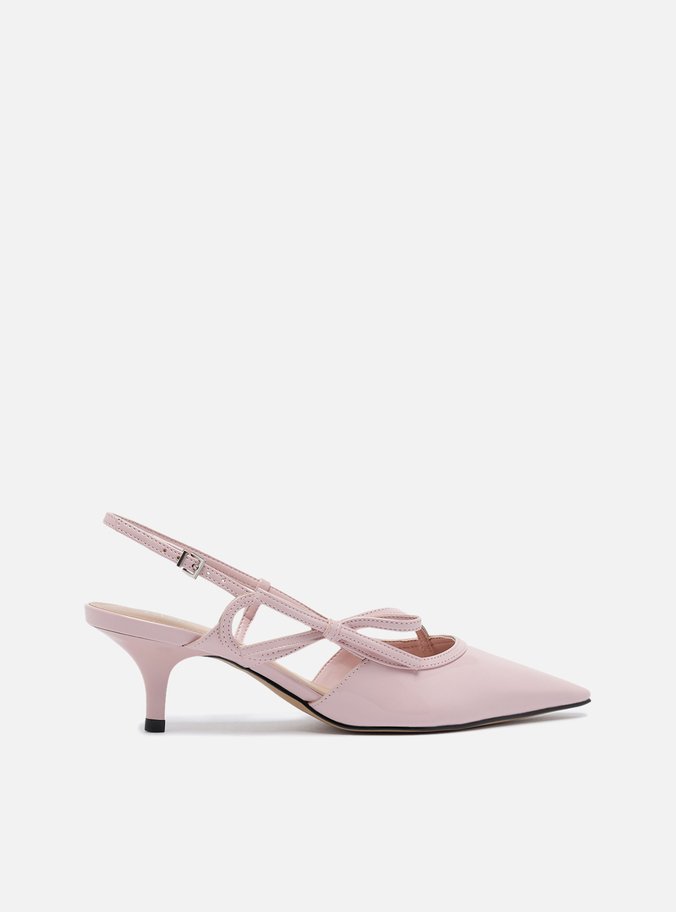 Scarpin Rosa Salto Fino Slingback Laço