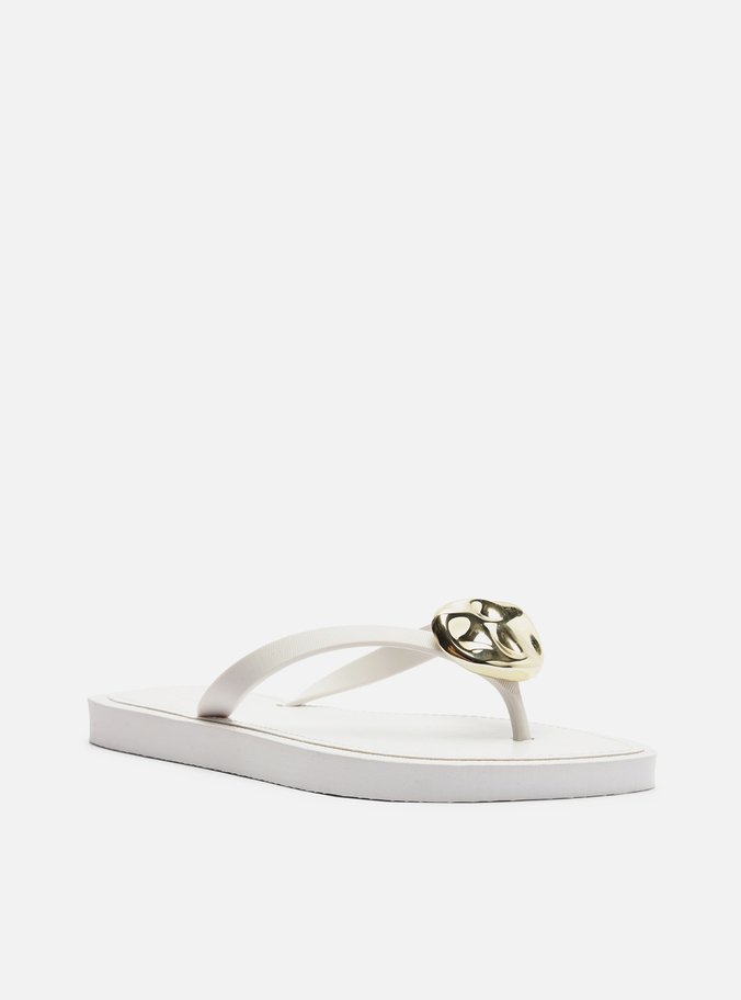 Chinelo Minimal Branco Bico Redondo
