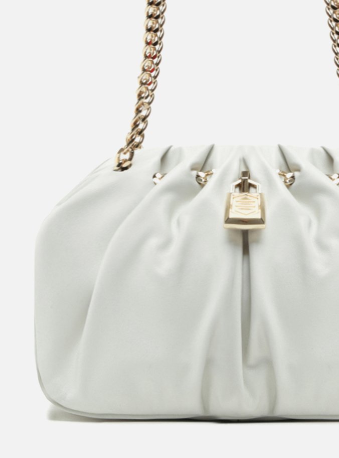 Bolsa Tiracolo Branca Couro Média Corrente Cadeado