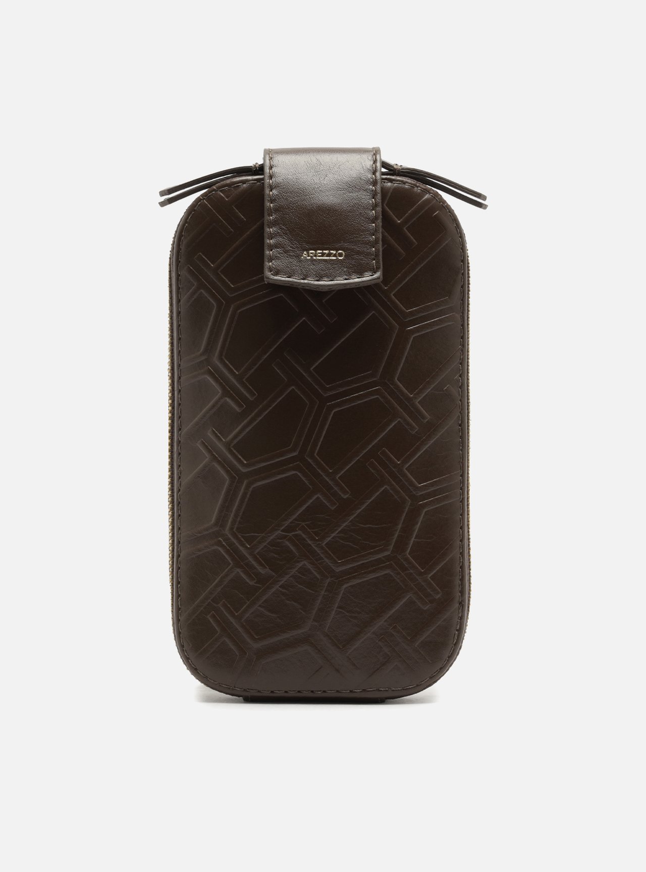 Bolsa Porta Celular Marrom Couro Pequena Corrente — foto 1