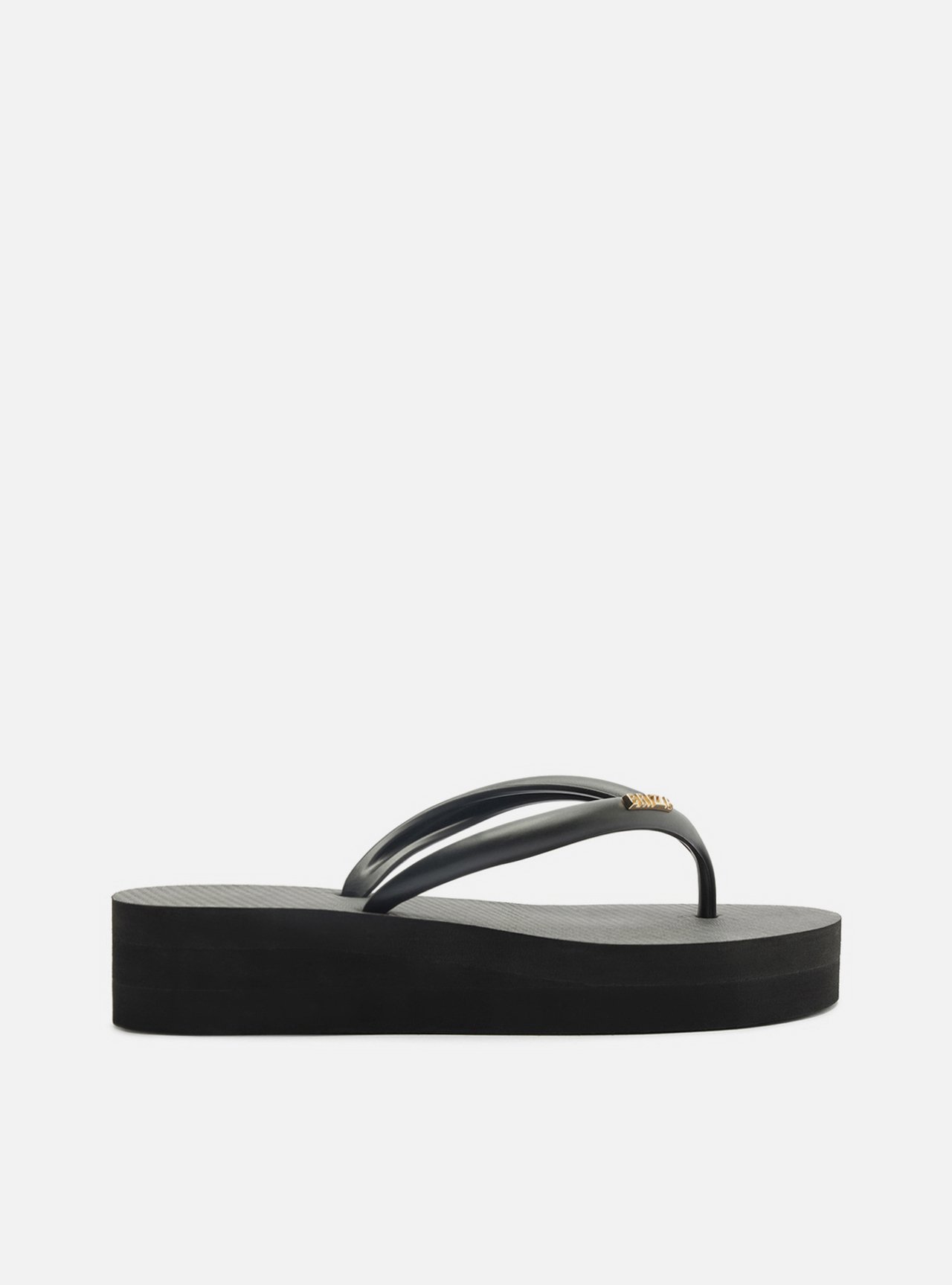 Chinelo de Dedo Preto Plataforma Metais Brizza — foto 1