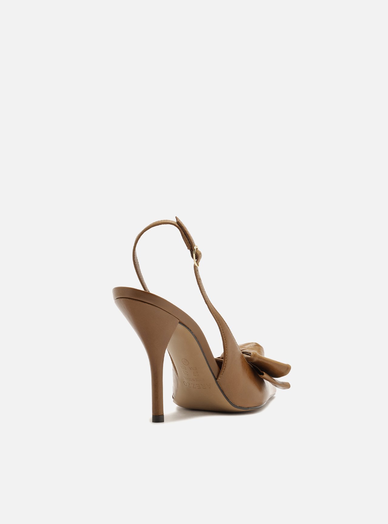 Scarpin Marrom Couro Salto Fino Laço Slingback — foto 3