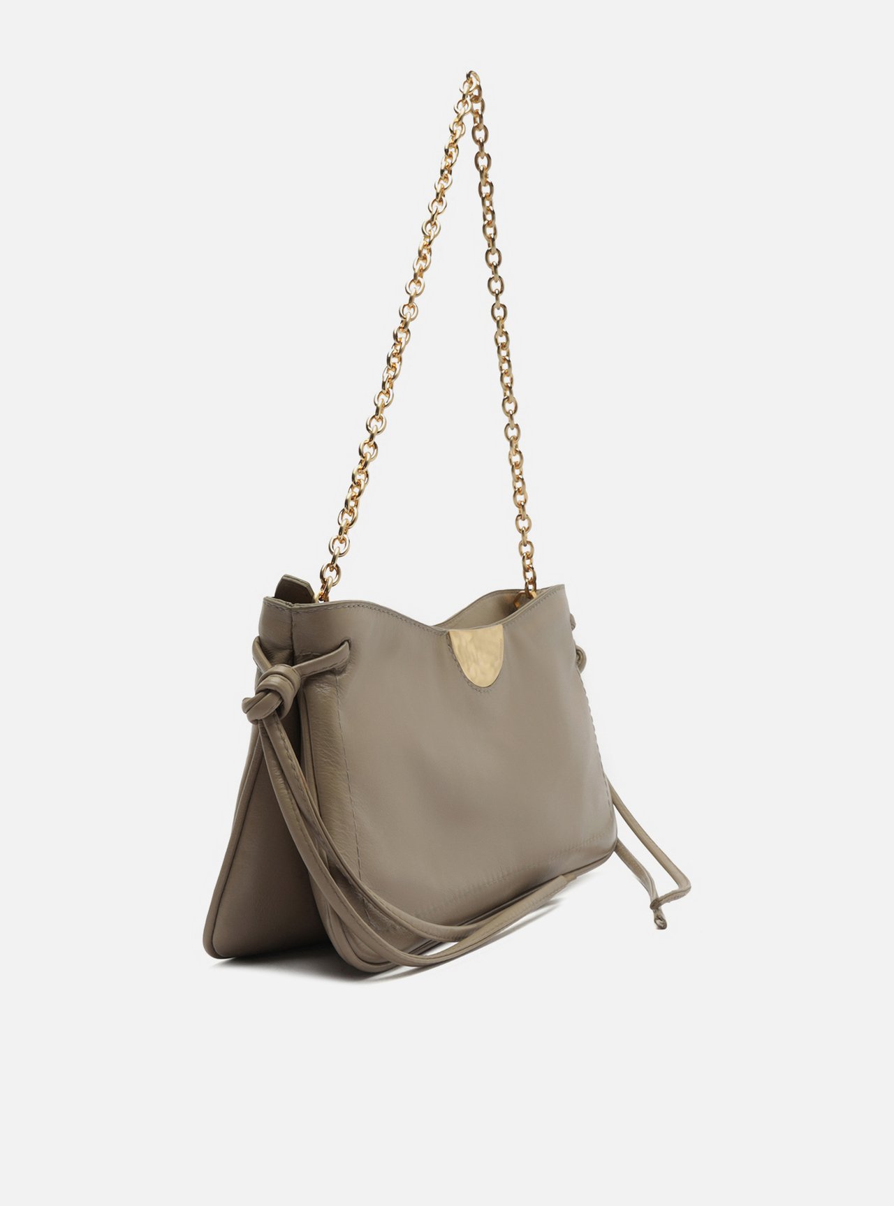 Bolsa Shoulder Cinza Couro Grande Corrente — foto 5