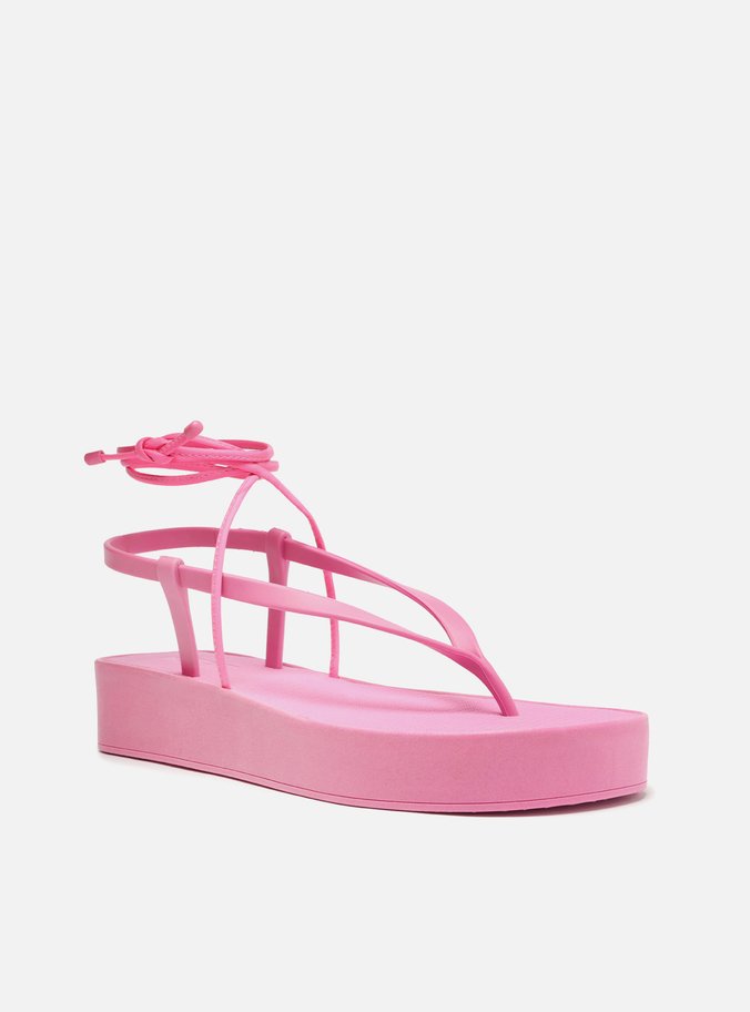 Sandália Rosa Flatform Amarração Brizza