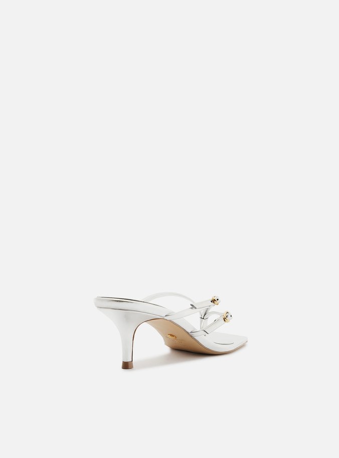 Tamanco Prata Bico Quadrado Flip Flop