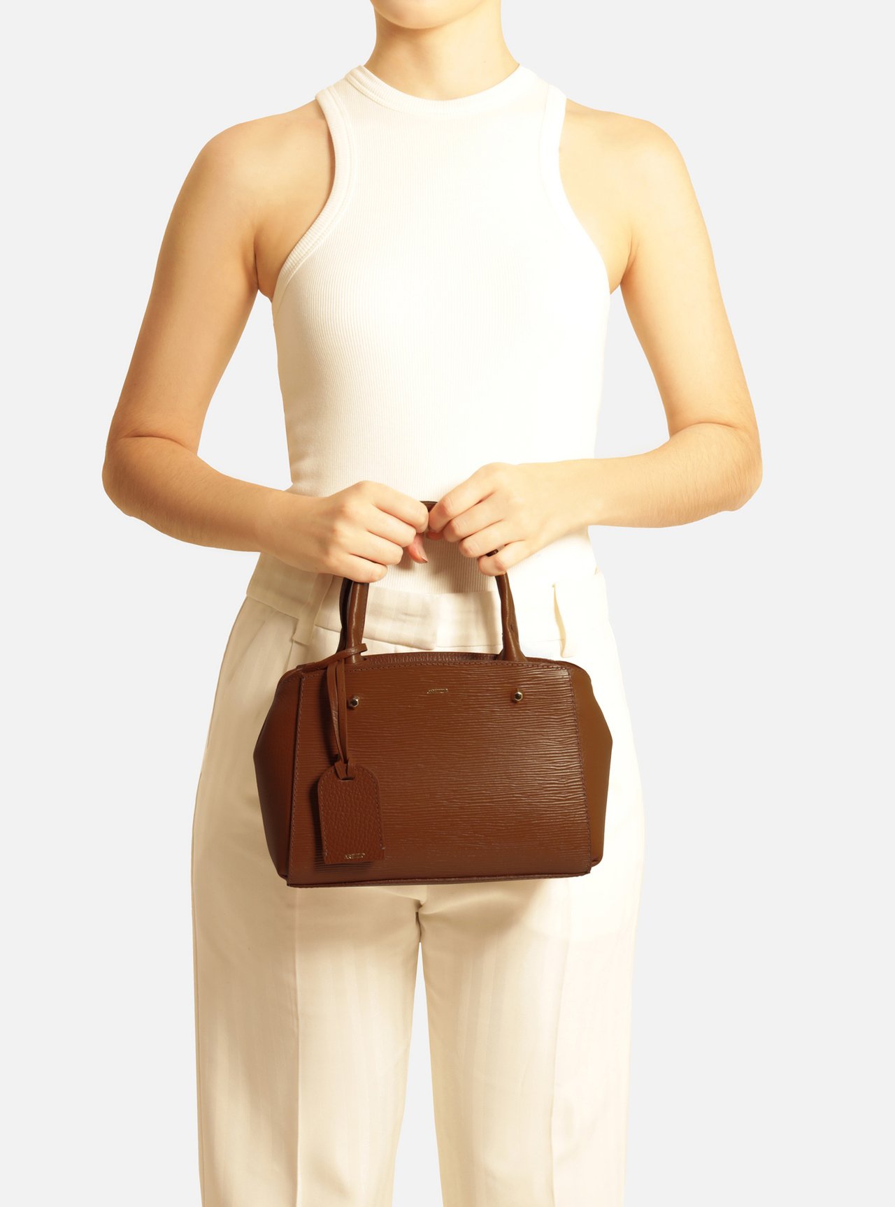 Bolsa Tote Caramelo Couro Bella Pequena — foto 5
