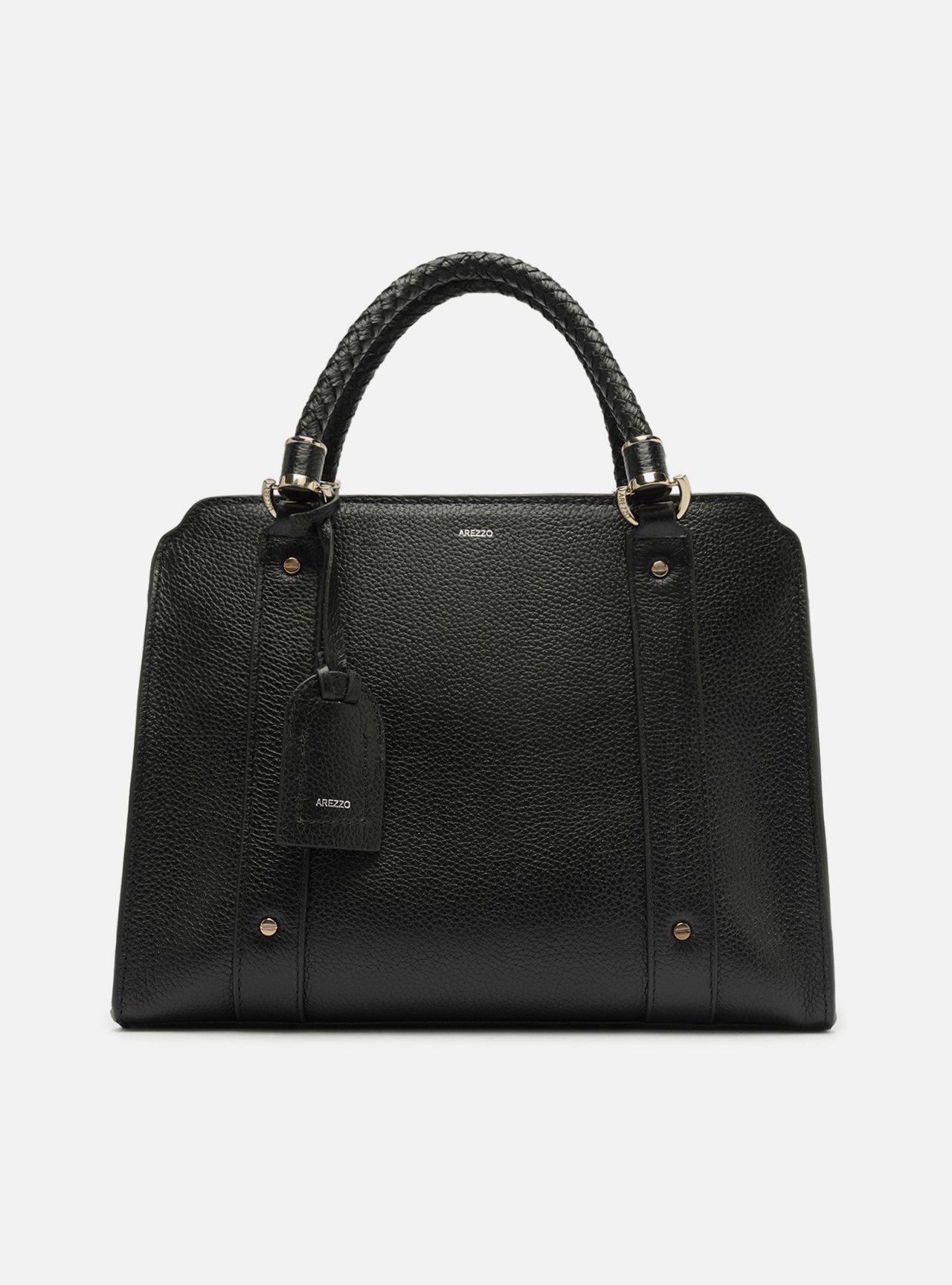 Bolsa Tote Preta Couro Piazza Grande — foto 1