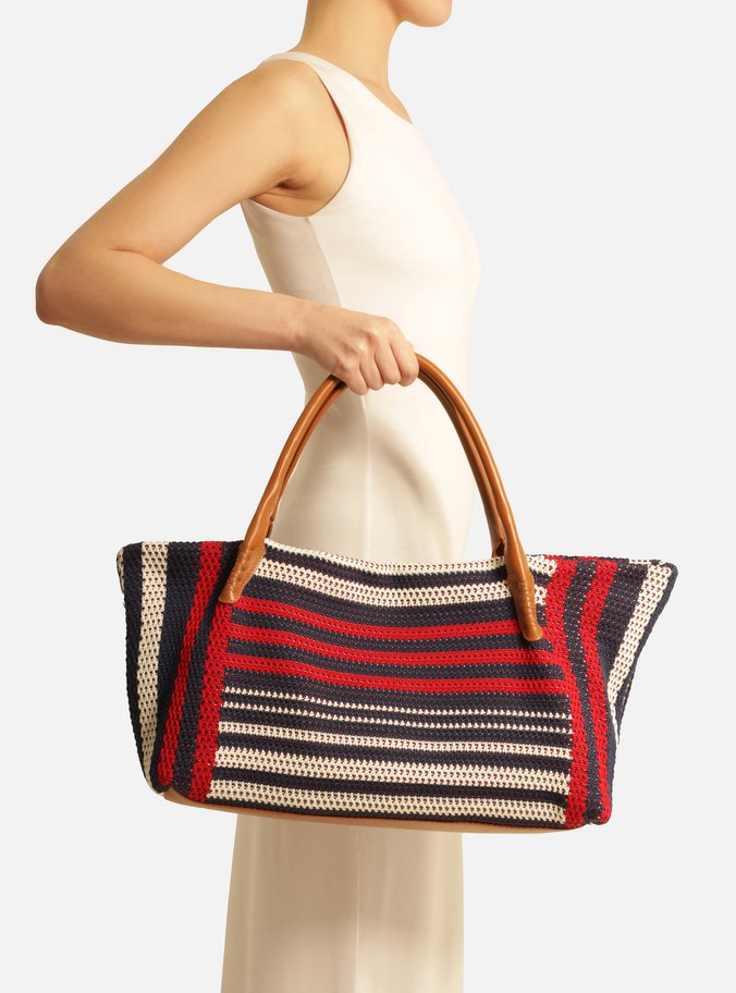 Bolsa Shopping Azul Crochet Grande Navy