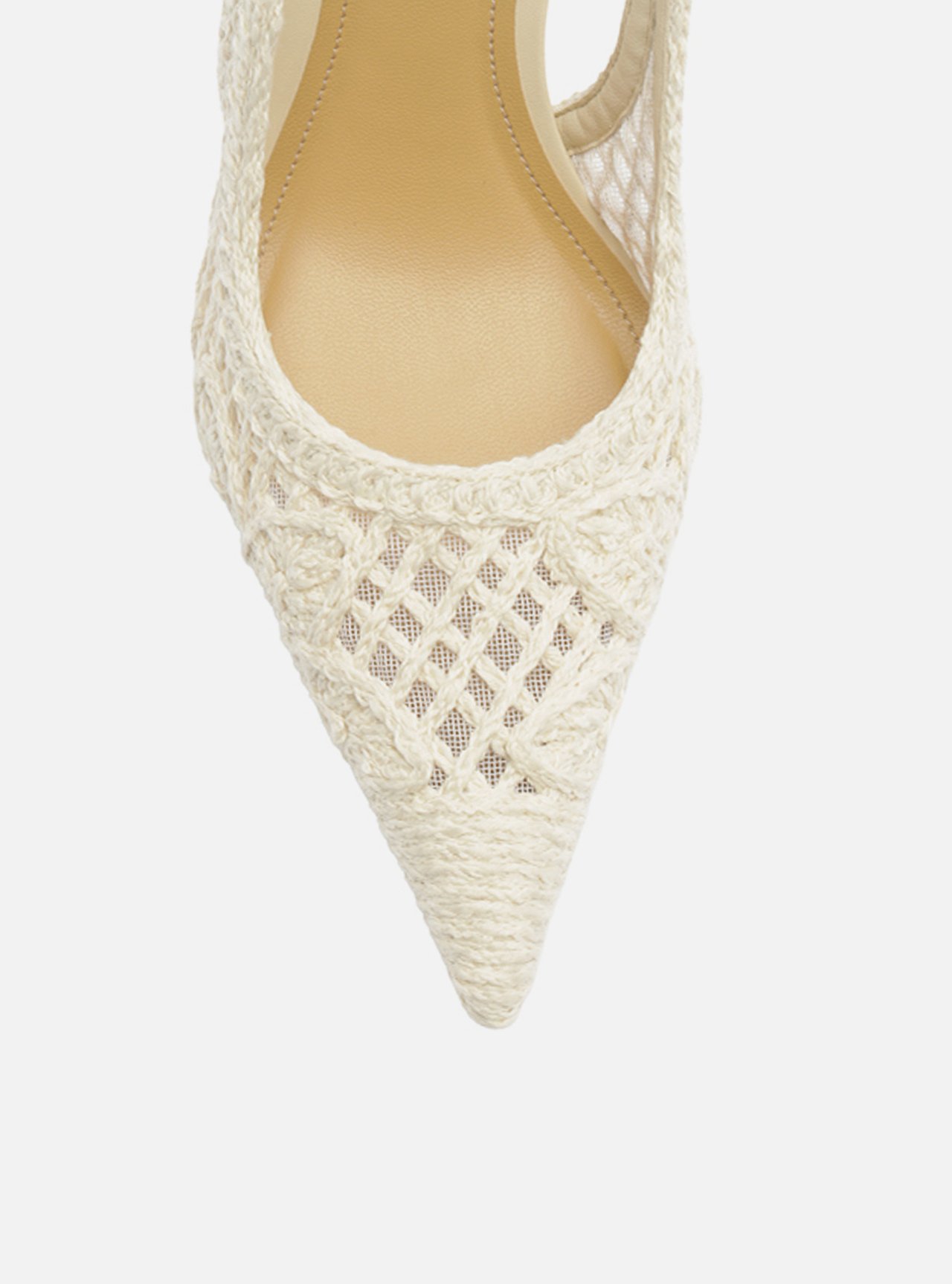Scarpin Off White Bordado Salto Alto Fino Slingback — foto 5