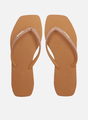 Arezzo — Chinelo de Dedo Laranja Bico Quadrado Brizza