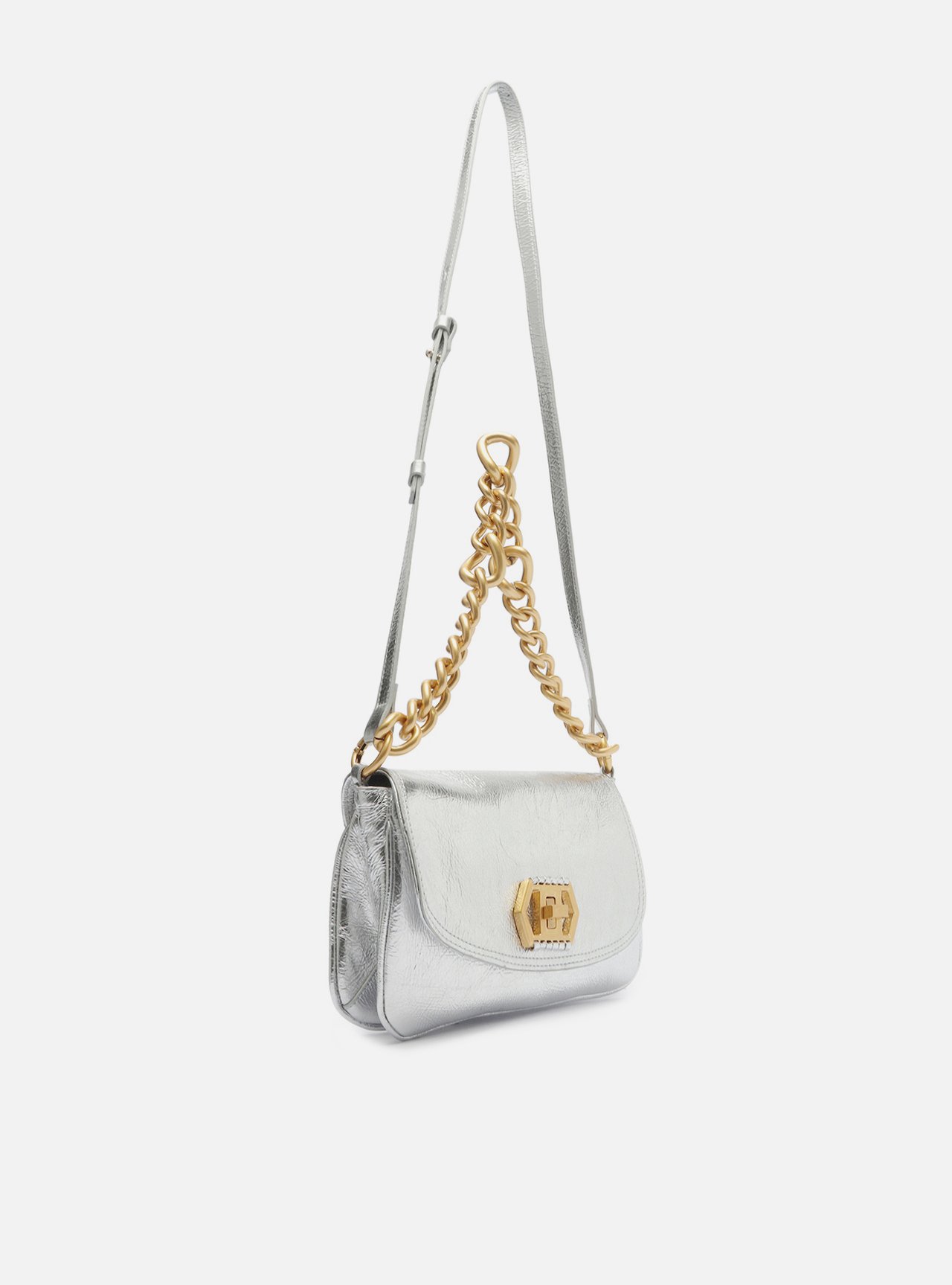Bolsa Tiracolo Prata Couro Amélia Pequena — foto 5