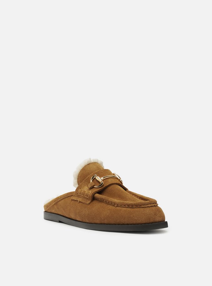 Clog Sabot Marrom Camurça Bridão Metálico