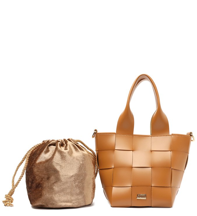 Bolsa Tote Marrom Pequena Tramada