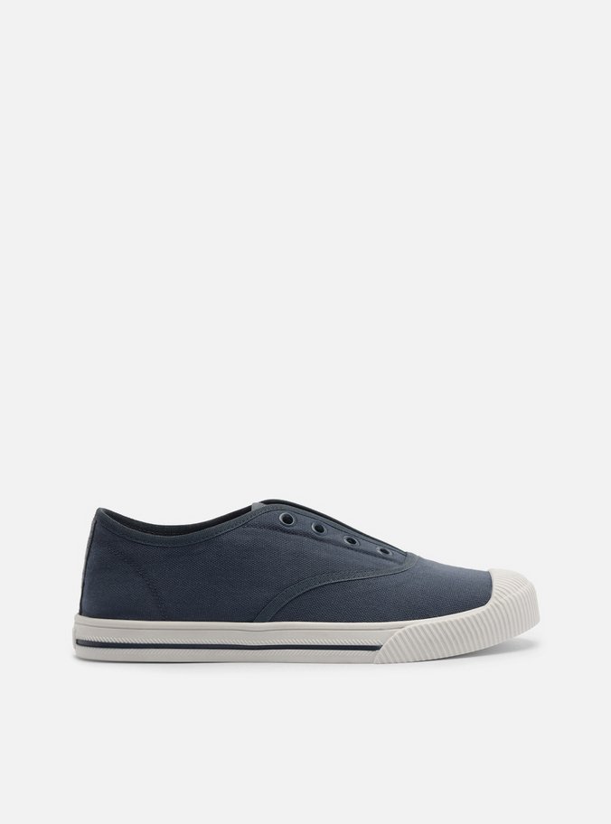 Tênis Slip On Azul Lona Elástico
