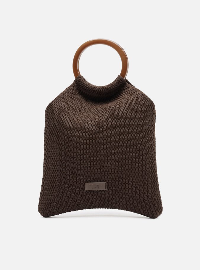 Clutch Marrom Crochê Argolas Brizza