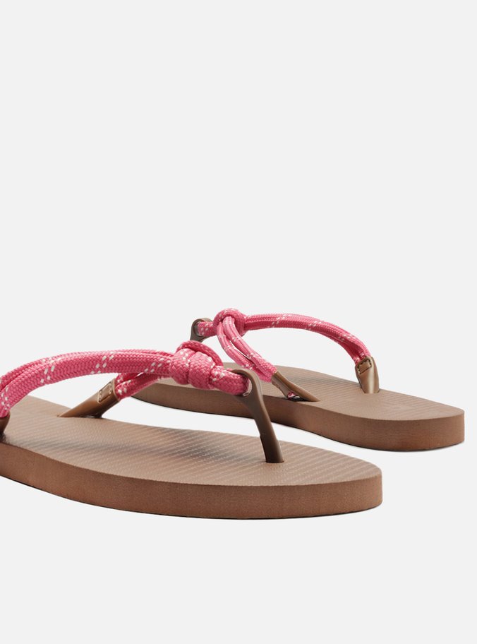 Chinelo de Dedo Marrom Essential Cordão Rosa