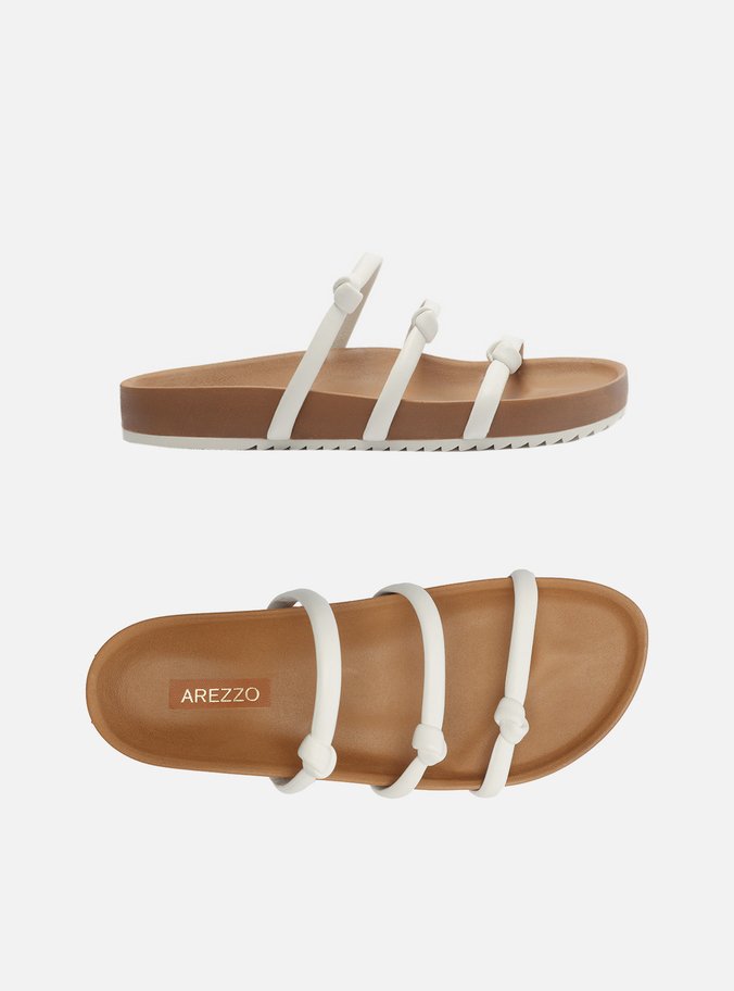 Sandália Papete Branca Flatform Tiras Nó