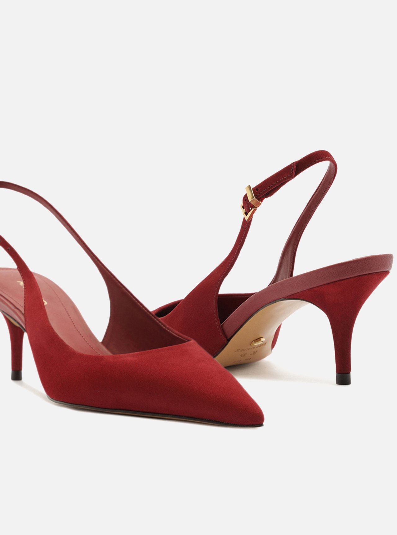 Scarpin Vermelho Acamurçado Slingback Salto Baixo — foto 4