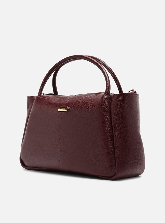 Bolsa Tote Vinho Couro Grande Tag Metal
