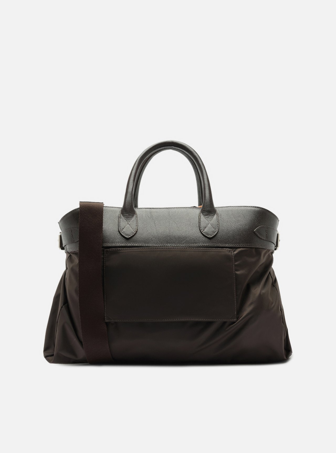Bolsa Shopping Marrom Couro Grande Franzida — foto 3