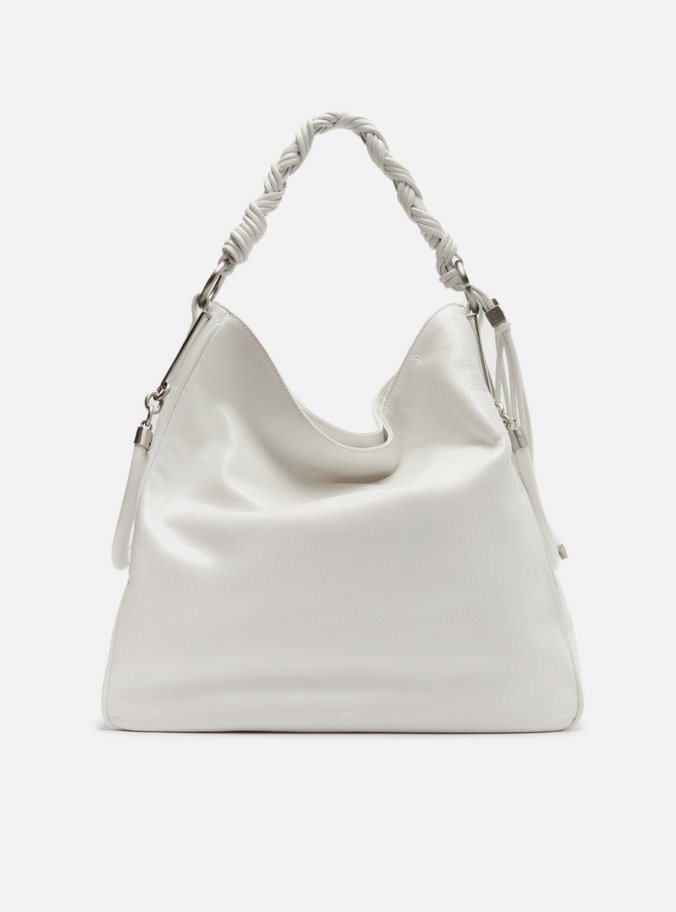 Bolsa Hobo Branca Couro Grande Alça Torcidos
