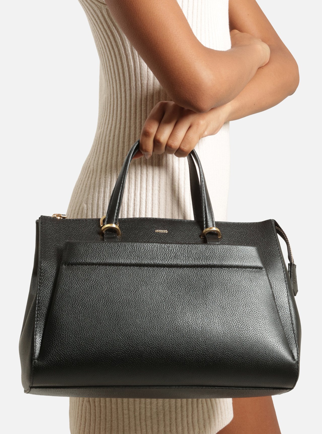 Bolsa Tote Preta Couro Grande — foto 6