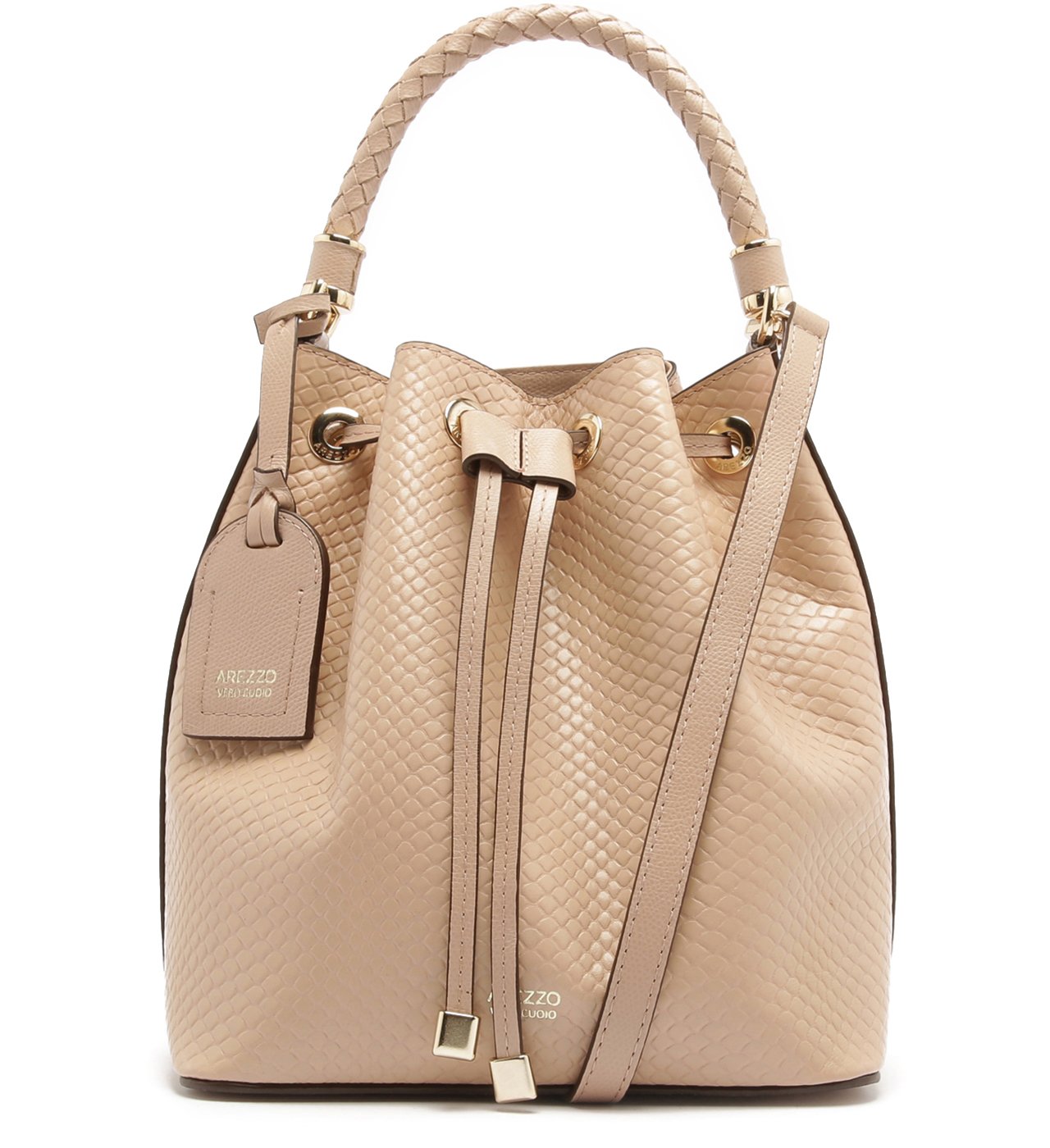 Bolsa Bucket Viper Skin Piazza Média Classic Nude | Arezzo