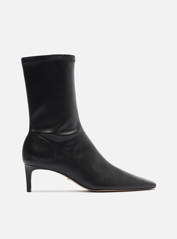 Bota Preta Cano Médio Bico Quadrado