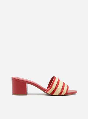 Tamanco Vermelho Listras Crochê