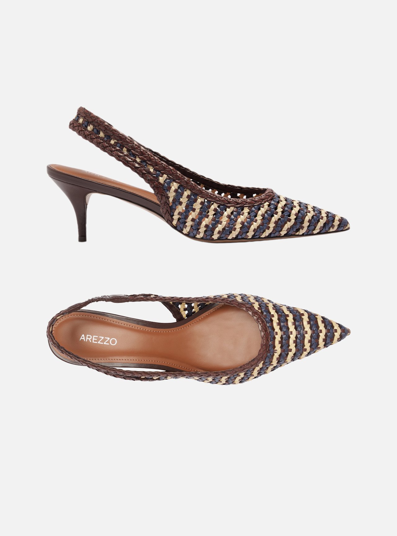 Scarpin Marrom Tressê Salto Fino Slingback — foto 6