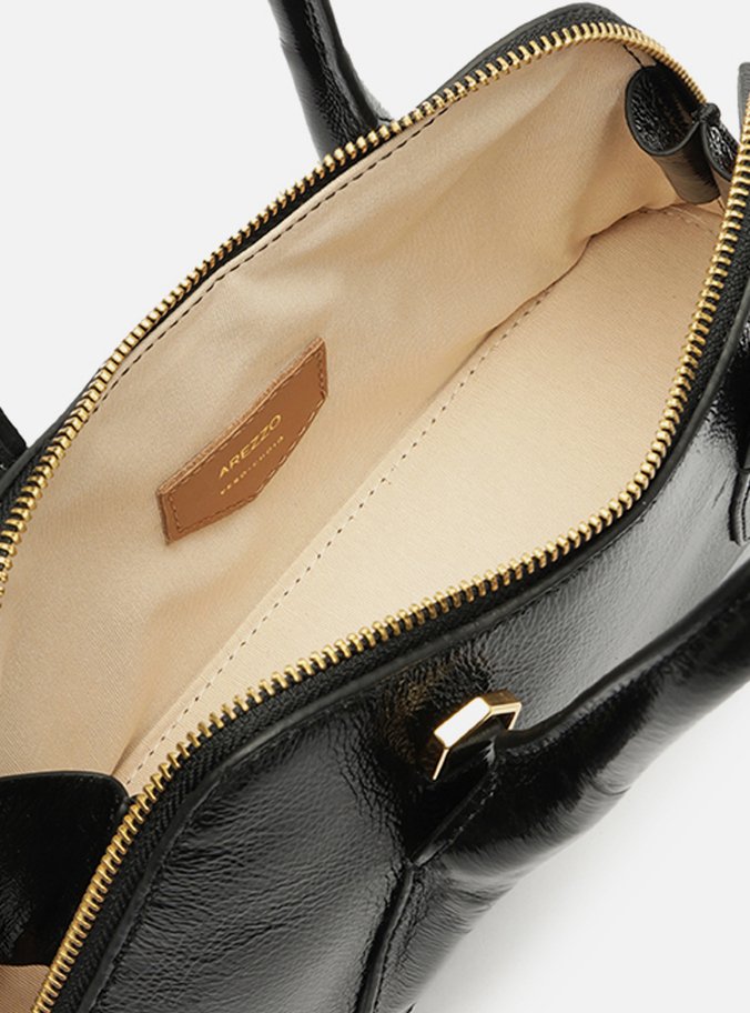 Bolsa Tote Preta Couro Média Modern