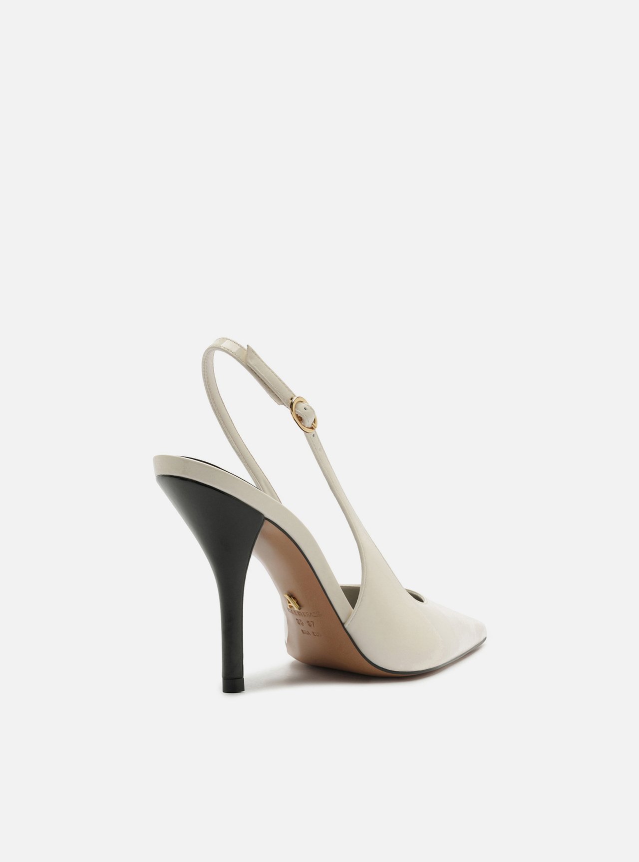 Scarpin Branco Salto Fino Fivela Slingback — foto 3