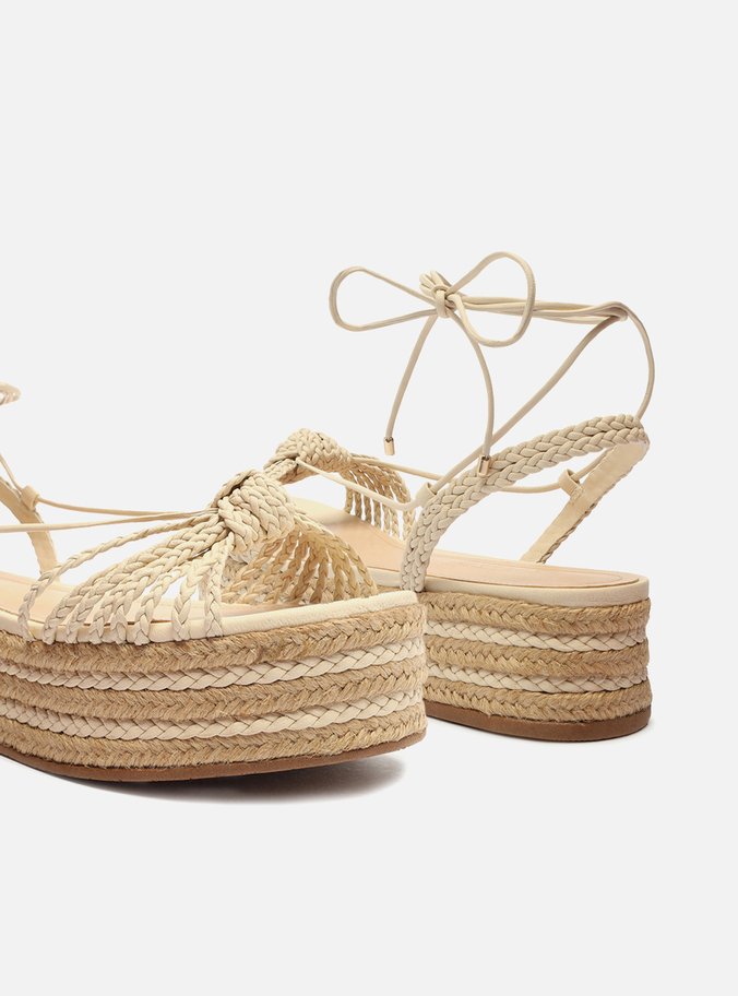 Sandália Off-White Flatform Tiras Corda Mykonos