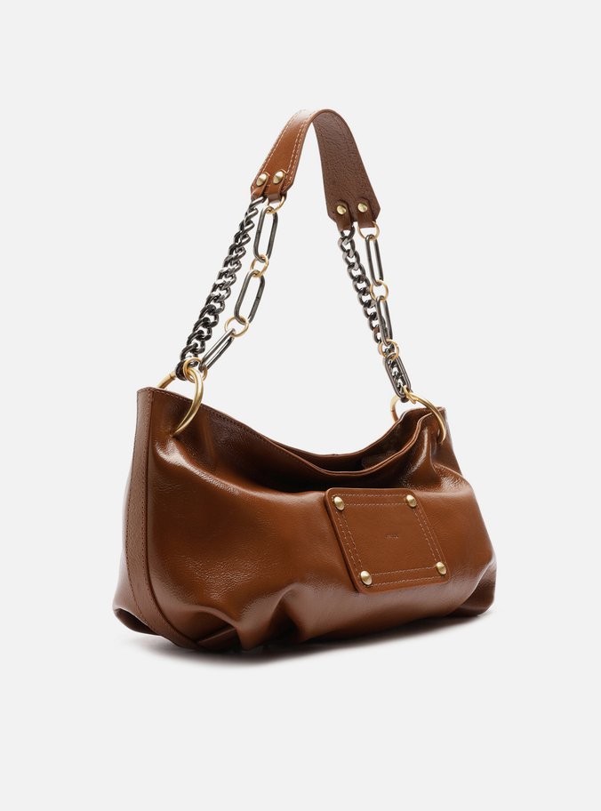 Bolsa Shoulder Marrom Couro Glossy Média