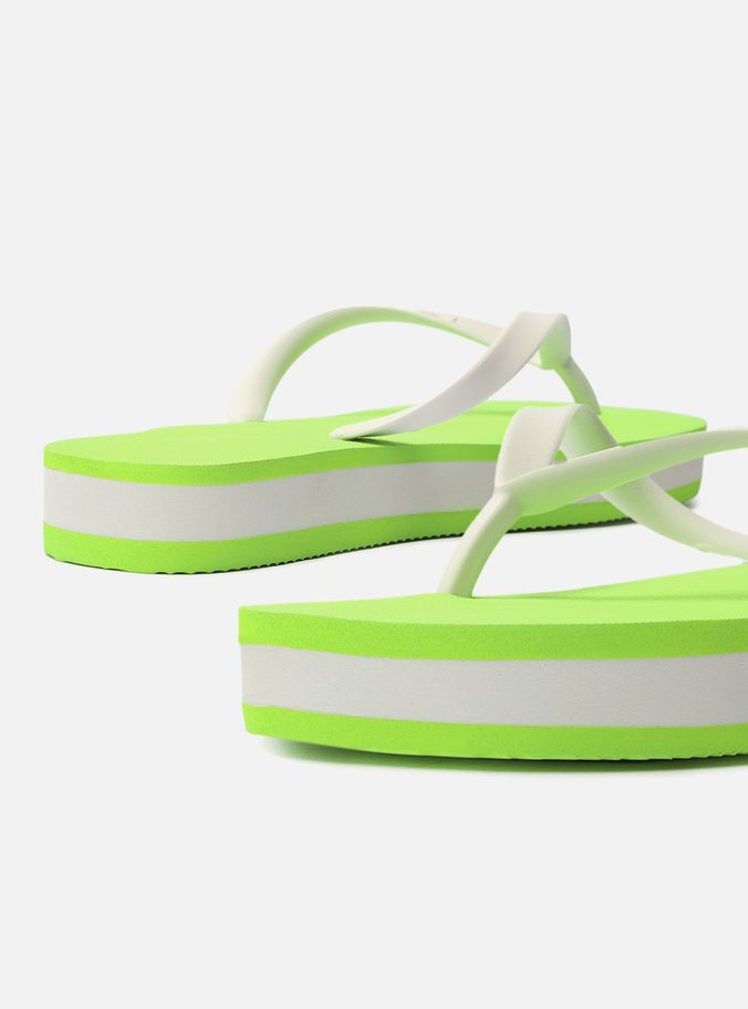 Chinelo Verde Neon e Branco Plataforma Brizza