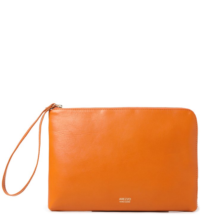 Clutch Laranja Couro Serena Grande